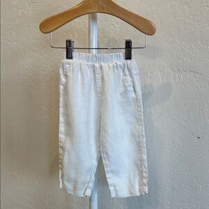 Zara Kids Cream Elastic-Waist Linen-Blend Pants